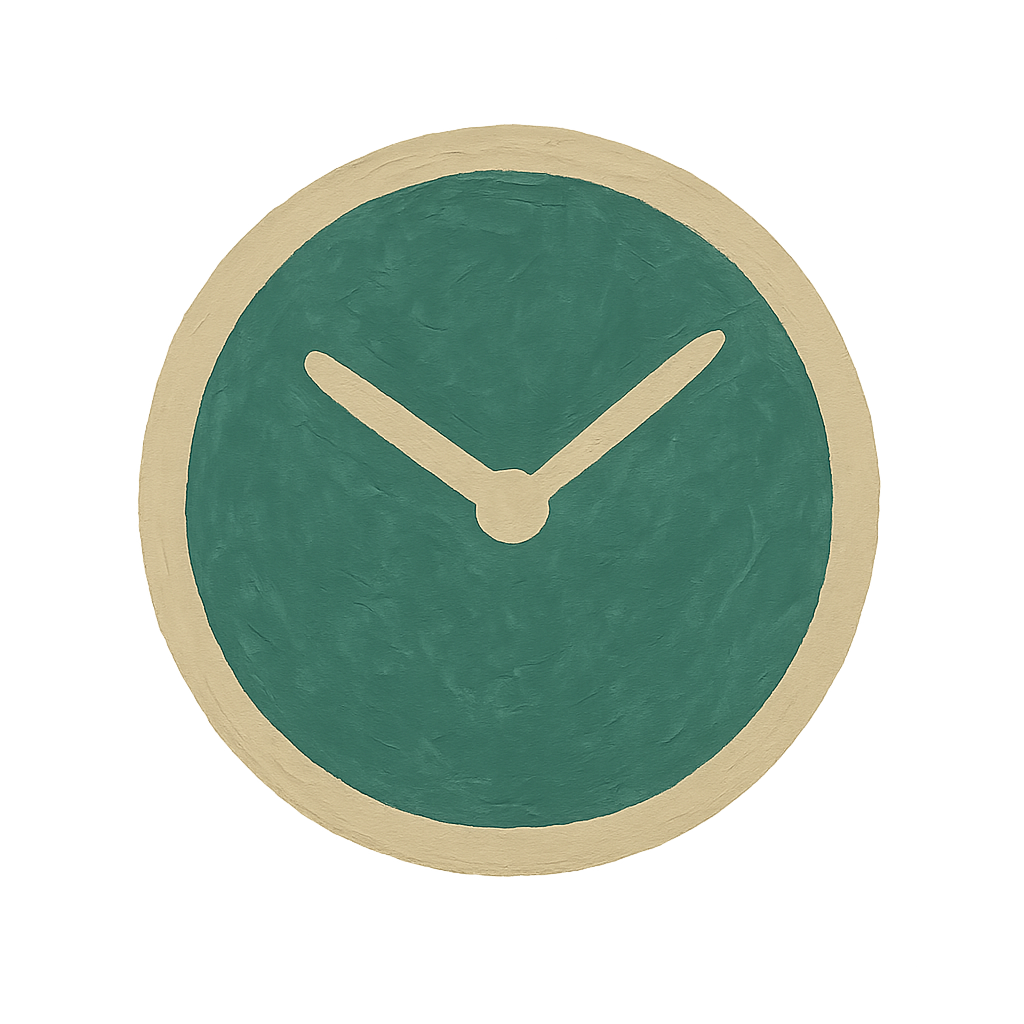 A painted jade clock face with two plain hands and nothing marked on it