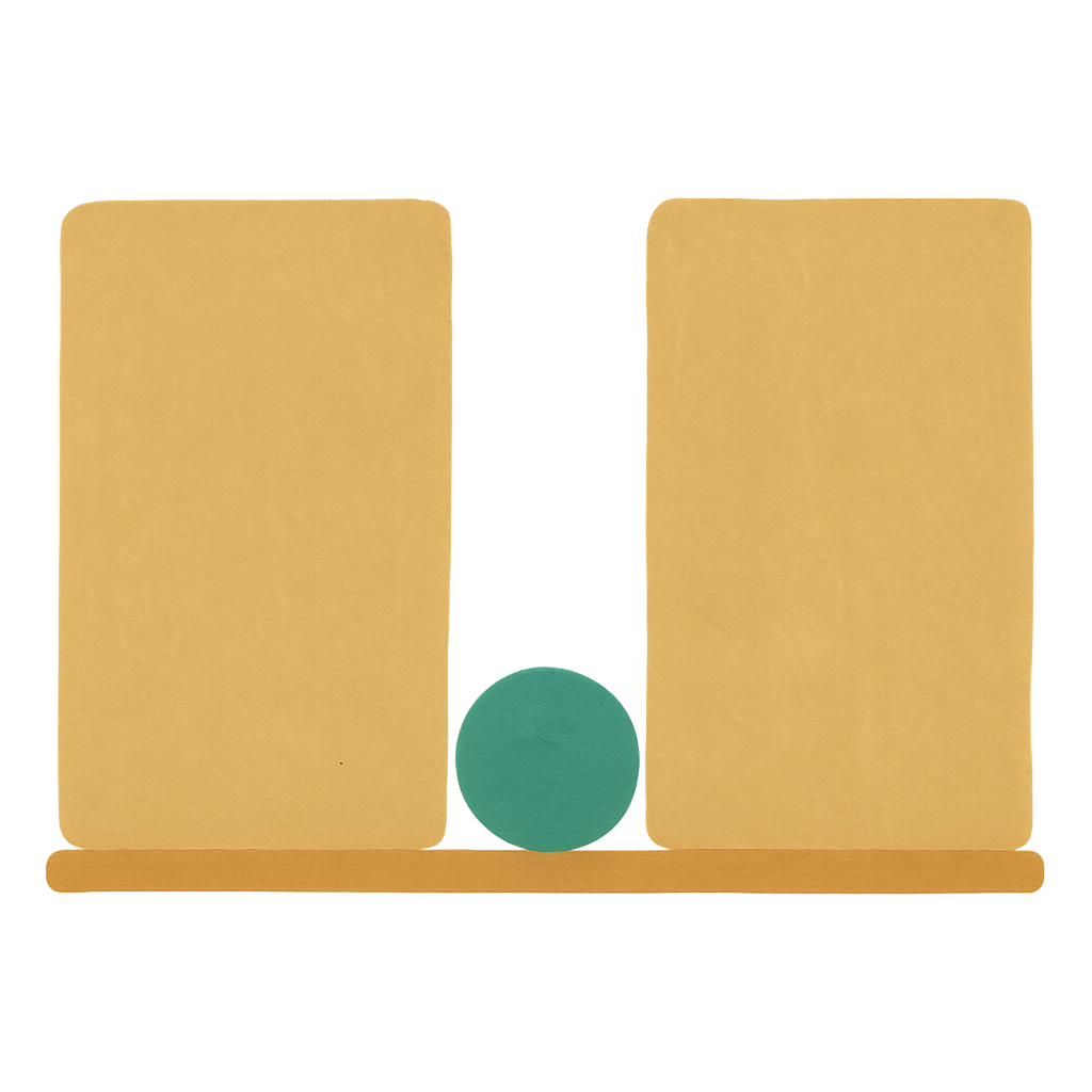 Two oat tiles with a small jade dot resting in the gap between them