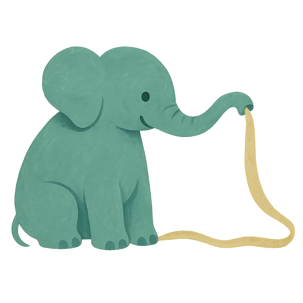 The Phayan elephant lifting one end of an oat ribbon with its trunk